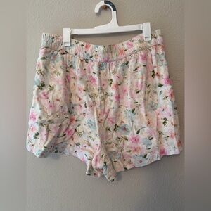 Floral Cotton Lounge Shorts - Pink, Green, Blue